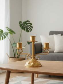 1pc/Set Vintage 3-Arm Metal Candle Holder, Simple Creative Forged Candle Stand, Suitable For Wedding, Family Gathering, Party, Proposal Ceremony And Dining Table Decor, Can Be Used As Centerpiece Or Candle Holder Decoration, Ramadan Decor, Eid Al-Fitr Gift, Ramadan Decoration - Multicolor - View 21