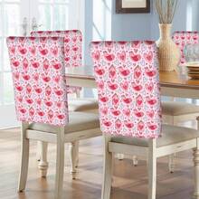 2/4/6pcs Heart Pattern Linen Chair Covers, Suitable For Home Decor, Living Room, Dining Room, Garden, Hotel, Party, Washable Polyester Material, Chair Seat Cushion Covers - Multicolor - View 8