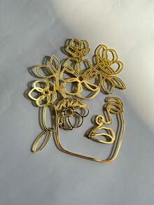 6pcs/1set Gold Small Face Acrylic Cake Decoration Dessert Table Dressing Supplies Baking Decoration Supplies Valentine's Day Wedding Birthday Party Decoration - Gold - View 6