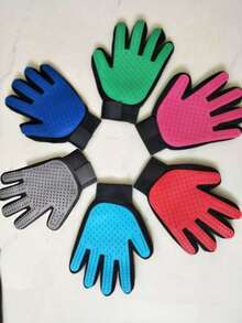 1 Pair Pet Grooming Gloves - Gentle Bristle Hair Removal For Dogs & Cats - With Massage Stimulating Rings - Easy To Use And Clean - Multicolor - View 10