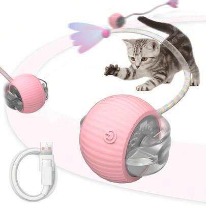 1pc Unpredictable Trajectory Cat Toy Rolling Ball, Interactive Gravity Ball Toy, Automatic Electric Cat Toy, Smart Ball, Suitable For Play And Entertainment, Random Color