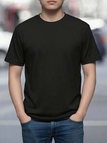 PLAYERA MANGA CORTA CUELLO REDONDO LISA - Negro - Ver 1