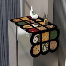 1pc Kitchen "Anti-Oil, Anti-Dust" Luxury Cover Cloth, 2025 New Fabric Material, Oil-Resistant And Easy To Wipe Clean, Can Block Kitchen Smoke And Dust On Refrigerator Top, Luxurious Black Floral White Pattern Appearance, Suitable For Single And Double Door Refrigerators, Practical And Stylish: Oil-Resistant, Easy Maintenance + Luxurious Aesthetics - Multicolor - View 8