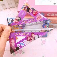 Mattel Set de 4 piezas Regla de estudiante, regla triangular, regla de medición, útiles escolares y de oficina, reglas con diseños de dibujos animados creativos - Multicolor - Ver 5