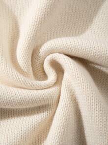 ANDREILEE 春夏秋冬男女通用休闲修身长袖圆领毛衣，宽松慵懒简约刺绣爱心图案针织上衣 - 杏色 - 查看 10