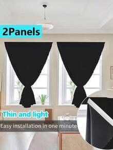 1 件自粘式便携式 100% 遮光窗帘,无需钻孔遮阳布,适用于窗户、门、卧室、地下室 - 隔热、遮光厨房和房间,适合所有季节、秋季装饰、秋季装饰、房间装饰 - 黑色 - 查看 43