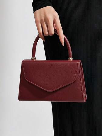 Bolso de mano de unicolor con textura de litchi, elegante bolso de negocios para damas adecuado para el uso diario, citas, fiestas, bodas, galas y eventos formales. Se puede combinar con vestidos de novia, vestidos, vestidos de gala y atuendos de cumpleaños.