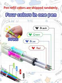 12支/套 多色迷你四合一可爱圆珠笔套装，适合儿童，生日派对圆珠笔，趣味礼物，多种墨水颜色可选，可爱派对礼品（足球） - 彩色 - 查看 3