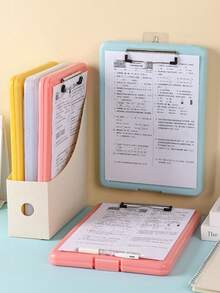 1pc A4 File Folder Board With Storage, High Capacity Office Clipboard With Pen Holder, Metal Clip, Wear-Resistant, Smooth Surface For Writing, Suitable For Writing, Learning, Interviews, Sketching, Applicable For Teachers, Schools, Stationery Stores, Construction Sites, Homes And Other Occasions - Multicolor - View 6