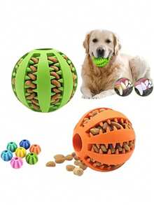 Dog Toy Ball, Dog Treat Ball, Bulk Interactive Dog Puzzle Toys, Chew Resistant Teething Toys Ball, Suitable For Small/Medium/Large Dogs And Kittens, Dog Pet Food Feeder, Chewing Cleaning Teeth Ball, Exercise Game, Intelligence Training - Multicolor - View 5