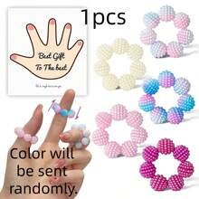 1 Stück sensorischer stacheliger Ring - entwickelt, um Angst und Stress zu lindern. Verstellbarer Ring, Farbverlauf. Für Erwachsene, Fingermassagegerät - Ring mit unterschiedlich strukturierten stacheligen Perlen zur Stresslinderung, geeignet für Zuhause, Outdoor, Schule, Büro, Reisen und verschiedene Geschenkanlässe - Verschiedenfarbig - Übersicht 4