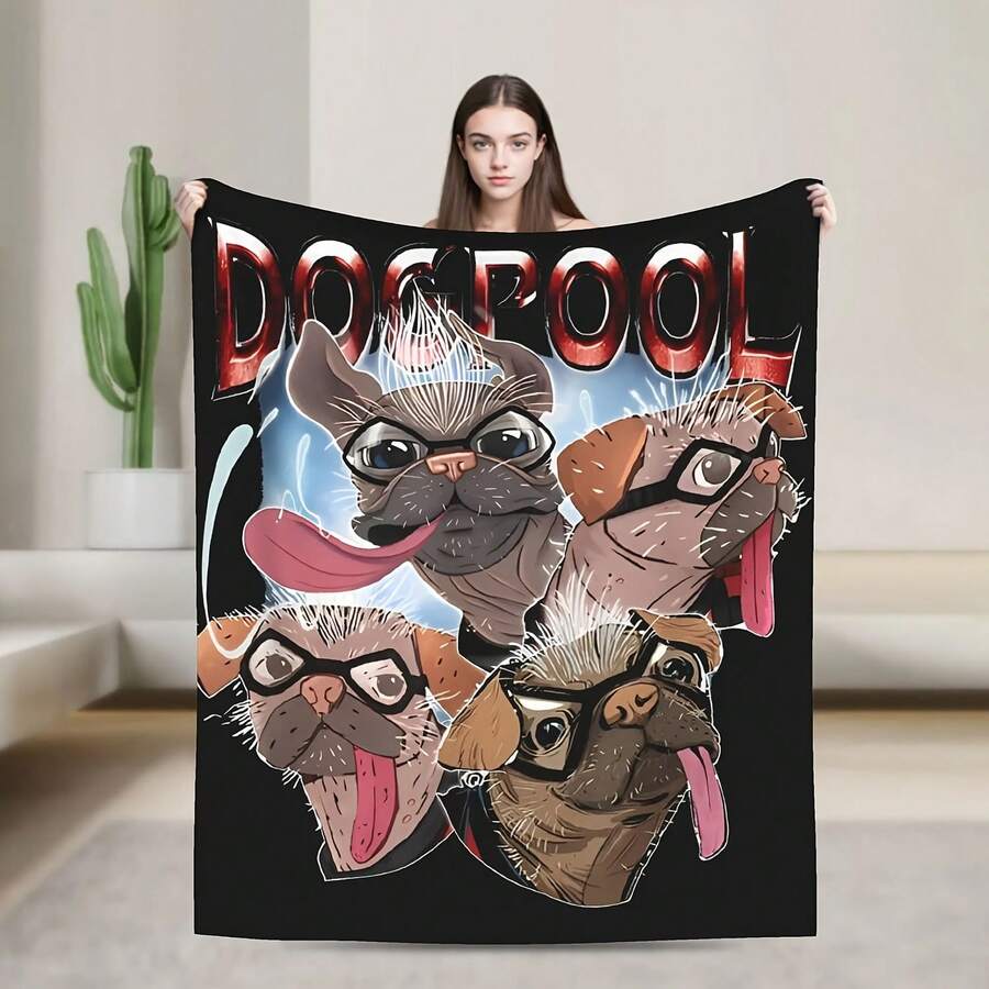 Deadpool & Wolverine Dogpool Sketchy Hero Faces Plush Blankets Fashion Throw Blankets For Bed Sofa Couch 200x150cm Quilt - Shape - View 1