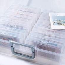 Transparent 4\ X 6\ Photo Organizers And Photo Storage Box With Handle, 16 Inner Photo Cases, Portable Picture Organizers & Photo Storage Containers (Clear-Silver Handle) - Clear-silverHandle - View 7