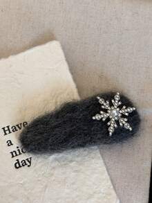 1个蓬松灰色雪花发夹，刘海夹侧夹，甜美秋冬风，小雪发夹 - 彩色 - 查看 7