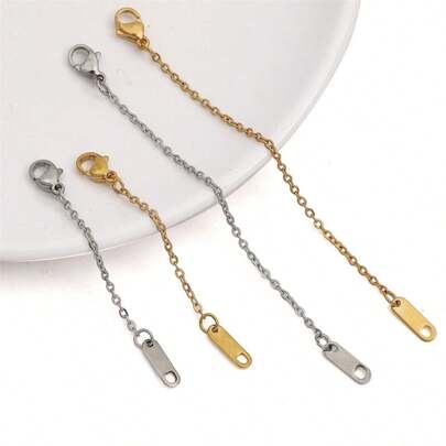 3pcs Stainless Steel Extension Chain With Lobster Clasp, Suitable For Bracelet, Necklace DIY Jewelry Making