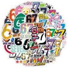 50pcs Funny 67 Stickers, Creative Personalized Cartoon Interesting Number Graffiti Stickers Suitable For Wall, Glass Cup - Multicolor - View 6