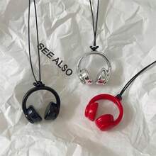 Realistic Fun 3D Headphone Sweater Chain Necklace, Cute Minimalist Sweet & Cool Adjustable Outfit Accessory, Perfect Gift, Birthday Gift, Ideal Gift, Surprise Gift, Holiday Gift, Seasonal Gift, Gift - Multicolor - View 3