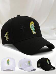 1顶男士圣裘德十字架刺绣卡车帽，街头时尚五片帽，户外防晒休闲帽，适合春季、秋季旅行、海滩度假