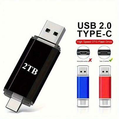 External USB Flash Drive USB 2TB Type-C 2 In 1 Thumb Drive Photo Stick,Games Memory Sticks