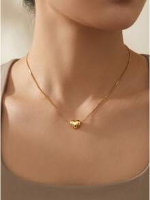 3D Heart Pendant Necklace For Women - Dainty Gold Layering Choker, Coquette Core & Minimalist Everyday Jewelry (Adjustable Chain,  Viral Gift) - Silver - View 6