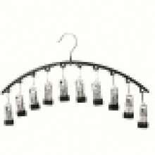 Metal Clip Curved Hanger, Pants Rack With 10 Clips, Can Hold 10 Pairs Of Leggings, Yoga Pants, Underwear, Socks, Hats, Space-Saving Hanger, Rubber Coated Wardrobe Storage, Dormitory And Bedroom Wardrobe Storage Hanger - Black - View 1