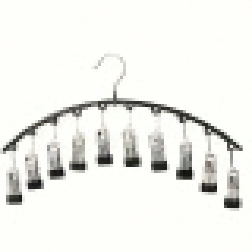 Metal Clip Curved Hanger, Pants Rack With 10 Clips, Can Hold 10 Pairs Of Leggings, Yoga Pants, Underwear, Socks, Hats, Space-Saving Hanger, Rubber Coated Wardrobe Storage, Dormitory And Bedroom Wardrobe Storage Hanger - Black - View 1