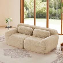 Sofas & Couches - Light Khaki + Plush + 2 Seat - View 3