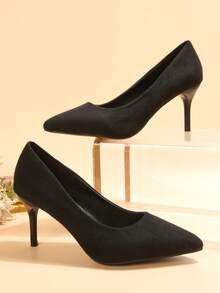 2026 Spring New Women's High Heel Pumps, Fashionable Minimalist Casual Lightweight, Solid Color Elegant Versatile Ladies' New Style - 黑色 - 查看 6