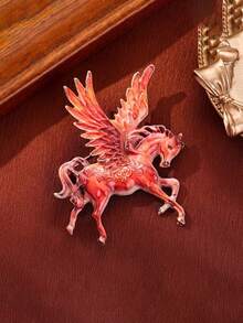 1枚欧美风格大胆神话胸针 - 3种颜色可选 | 童话3D珐琅仿动物带翼骏马胸针 | 男士服装及外套配饰