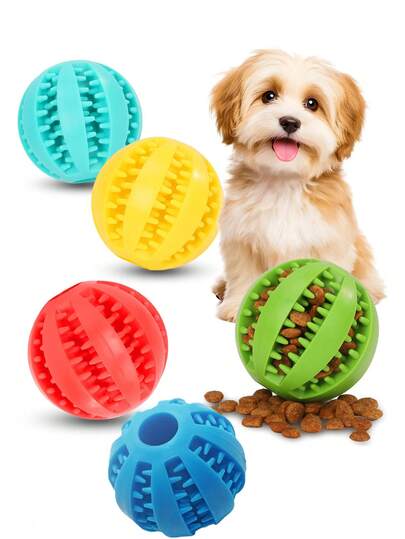 Dog Toy Ball, Dog Treat Ball, Bulk Interactive Dog Puzzle Toys, Chew Resistant Teething Toys Ball, Suitable For Small/Medium/Large Dogs And Kittens, Dog Pet Food Feeder, Chewing Cleaning Teeth Ball, Exercise Game, Intelligence Training