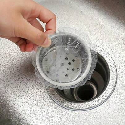50/100/200 Pcs Fine Mesh Kitchen Sink Strainer Bags, Kitchen Sink Drain Filter, Bathroom Sink Drain Filter - Reusable And Disposable, Easy To Clean Kitchen Drain Protector, Suitable For Kitchen And Bathroom