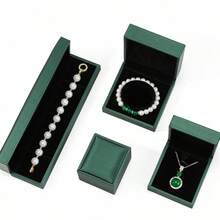 1 Jewelry Box, Silver Gold Jewelry Gift Box, High-End Leather Ring Box, Jewelry Box, Valentine's Day, Mother's Day, Birthday Party Gift Box, Box - Green - View 2