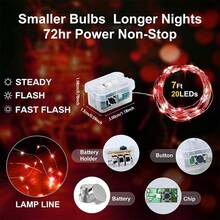 12 Pack Red LED Fairy String Lights, Battery Operated Copper Wire Mini Twinkle Lights, Flexible Waterproof Micro Lights For Jar Decor, Christmas, New Year Eve, Party, Bedroom, Wedding, Holiday & Home Decorations