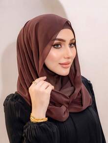 1pc Women 2 In 1 Instant Hijab Scarf, Chiffon Scarf Combo, Hijab, Soft & Breathable Material, Suitable For Daily Wear
