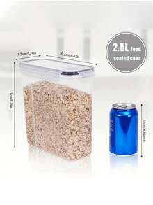 4pcs2.5l  Food Storage Container With Lid, Candy Jars With Lids, Biscuit Tea Candy Can, Pet Snack Can, Kitchen Pantry Organization And Storage, Dry Food Canisters For Cereal, Pasta, Flour, Sugar, Food Preservation Bottle, Home Kitchen Supplies - 黑與白 - 查看 2