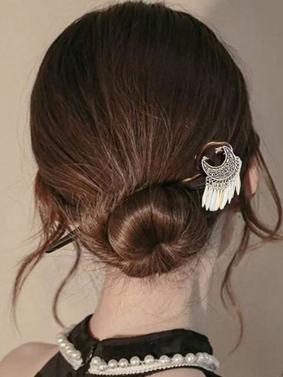 优雅乌木发簪，高端中式发饰，适合搭配旗袍、汉服、秋冬发型 - 黑色 - 查看 1