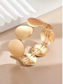 1条春夏简约几何圆形弹力手链，时尚优雅的女士饰品，适合日常佩戴、馈赠亲友、休闲及假日穿着。 - 金黃色 - 查看 4