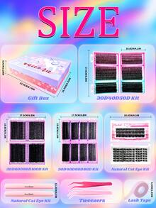 Queenice 20pcs/Set (2532pcs) False Eyelashes Gift Box, Extra Large Capacity, 30D-100D Lashes, Includes Glue, Applicator Tools And Auxiliary Tapes, Portable Travel Size, Suitable For DIY, Travel, Wedding, Party And Valentine's Day Gifts - Nhiều màu - Xem 4