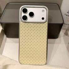 极简银色边框波点手机壳，适用于 17 Pro Max、16 Pro Max、15 Pro、14、13，可爱时尚，女生必备 - 黃色 - 查看 5