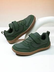 1 Pair Kids' Sports Shoes, Wide Toe, Comfortable, Soft, Durable Anti-Slip Outsole, Breathable Lining, Shock-Absorbing Rebound, Color Blocking, Suitable For Daily, Outdoor, School, Sports, Street Wear, All Seasons - Army Green - View 1