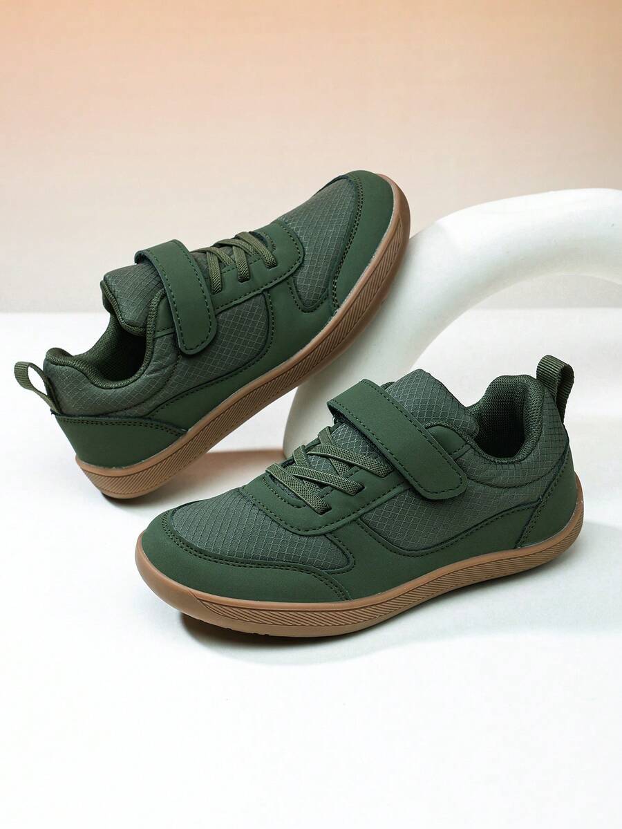 1 Pair Kids' Sports Shoes, Wide Toe, Comfortable, Soft, Durable Anti-Slip Outsole, Breathable Lining, Shock-Absorbing Rebound, Color Blocking, Suitable For Daily, Outdoor, School, Sports, Street Wear, All Seasons - Army Green - View 1