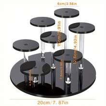 1pc 7-Tier Circular Display Stand Suitable For Figurines, Collectibles, Jewelry, Posable Dolls, Cosmetics, Desktop Riser, Minimalist & Elegant - Seven-layer Circular Black - View 8
