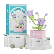 TendenciaJuego De Bloques De Construcción De Flores En MacetaCalidad premium - Campanitas Moradas en Maceta Rosa - Ver 9