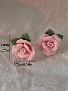 一对法式清新甜美的山茶花耳环，精致简约，时尚优雅，高端设计，百搭小众，气质出众，适合女士在新年、情人节、日常场合和节日佩戴。 - 彩色 - 查看 5