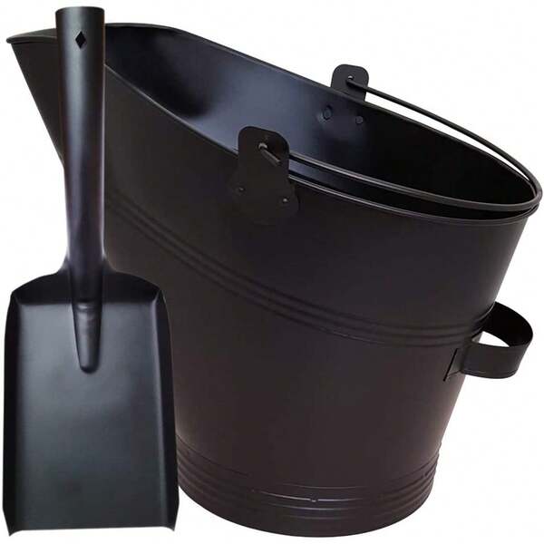 Fireplace Coal Bucket Waterloo Style Metal Coal Scuttle With Small Hand Shovel Black Fire Ash Storage Fireplace Accessories