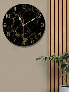 1 Peça Relógio de Parede Moderno de 10/12 Polegadas com Textura de Mármore e Silencioso, Sem Tique-Taque - Relógio de Parede de Luxo com Movimento de Quartzo Preto e Dourado de Grande Porte, Funcionamento a Pilha (Pilhas Não Inclusas) - Design Elegante com Textura de Mármore, Adequado para Sala de Estar, Cozinha, Escritório, Quarto - Presente Perfeito para Inauguração de Casa ou Natal - Fácil de Pendurar, Ideal para Decoração de Escritório, Relógio da Moda, Artesanato de Alta Qualidade, Escolha de Designers de Interiores - Multicolorido - Visão 7