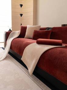 1pc Veet Washable Non-Slip L-Shaped Sofa Cover, Fits 3-Seater Sofa, Quilted Design, Magnetic Closure, Pet-Friendly Protection - Gray Velvet Sofa Cover