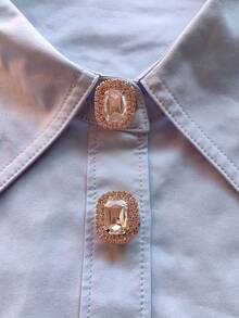 2pcs/Set Elegant Floral & Geometric Pattern Button Set, Shirt Buttons, Clip-On Buttons, Fashion Crystal Cufflink Set, Suitable For Tuxedo And Wedding Dress Decoration