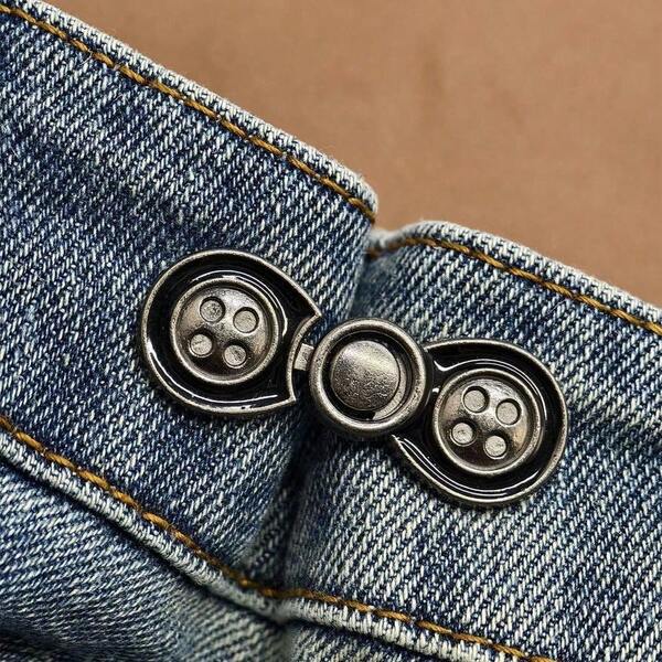 1 Pair Of No-Sewing Buttons, Adjustable And Removable Waist Button For Jeans, Skirts, Trousers - Great Tool To Change Waist Size Without Making Holes