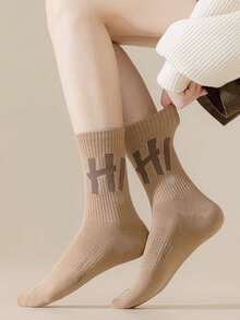 1双装，10双装，男款，女款，黑色，白色，篮球袜，运动袜，跑步袜，时尚，创新纯色情侣袜，夏季，防臭袜，休闲中筒袜，春秋四季通用袜，舒适，吸汗，青少年，学生，日常袜 - 彩色 - 查看 4